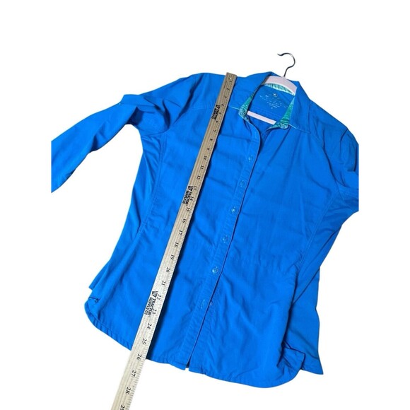 Kuhl Sojourn Button Up Top Teal Shirt Long Sleeve Roll Tab Women's 108846 Sz L - Picture 11 of 12